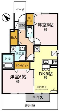 ローズコート杉立　Ａ棟の物件間取画像